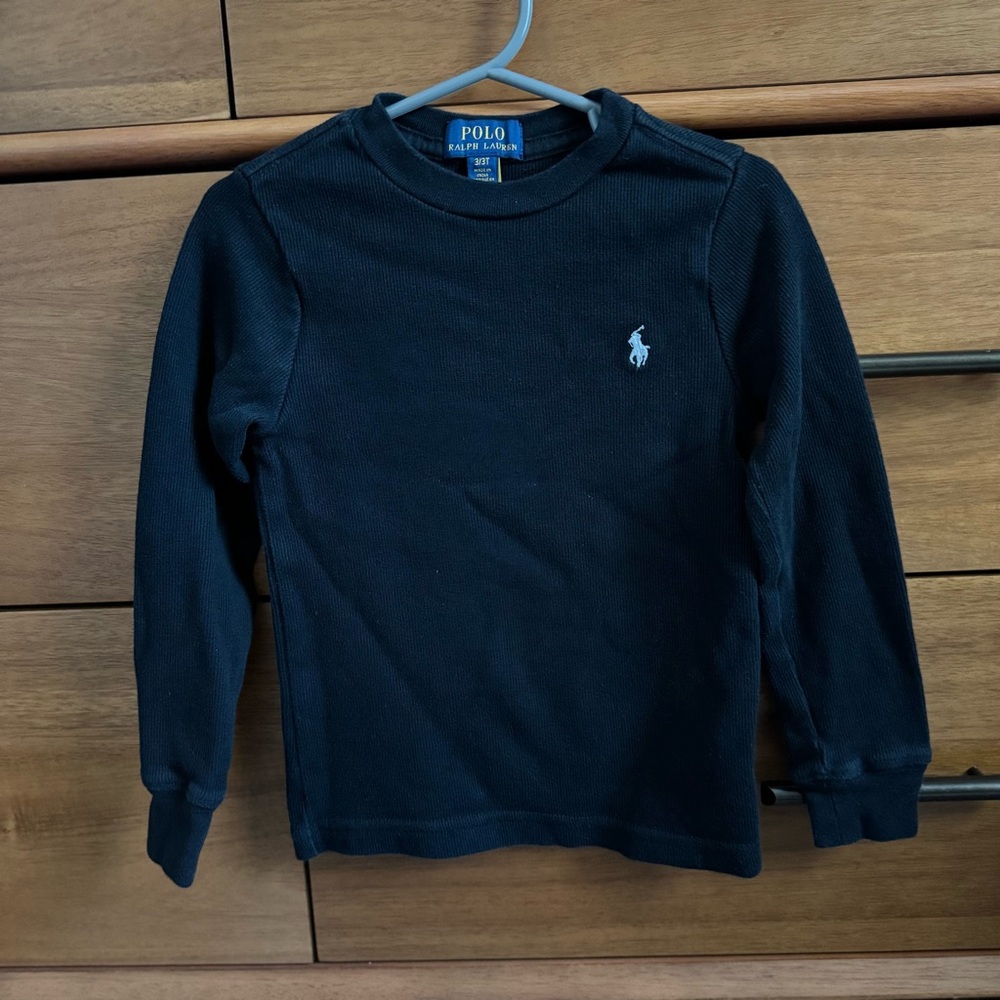 Polo by Ralph Lauren Toddler Black Ribbed Long Sleeve Tee Size 3t